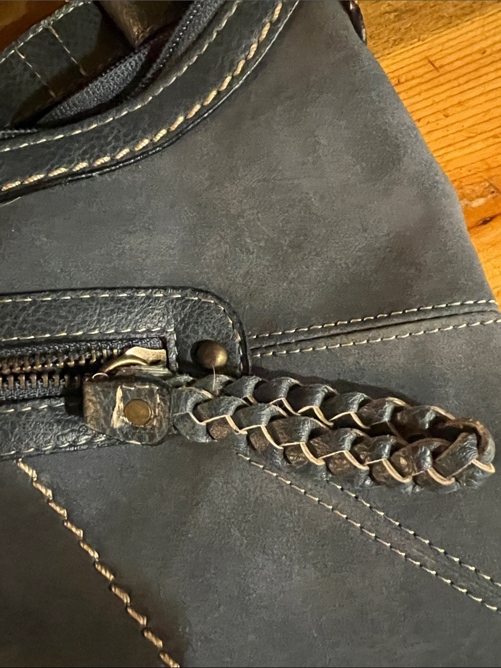 Born Blue-Gray Shoulder Bag with Braided Accent - Picture 7 of 7